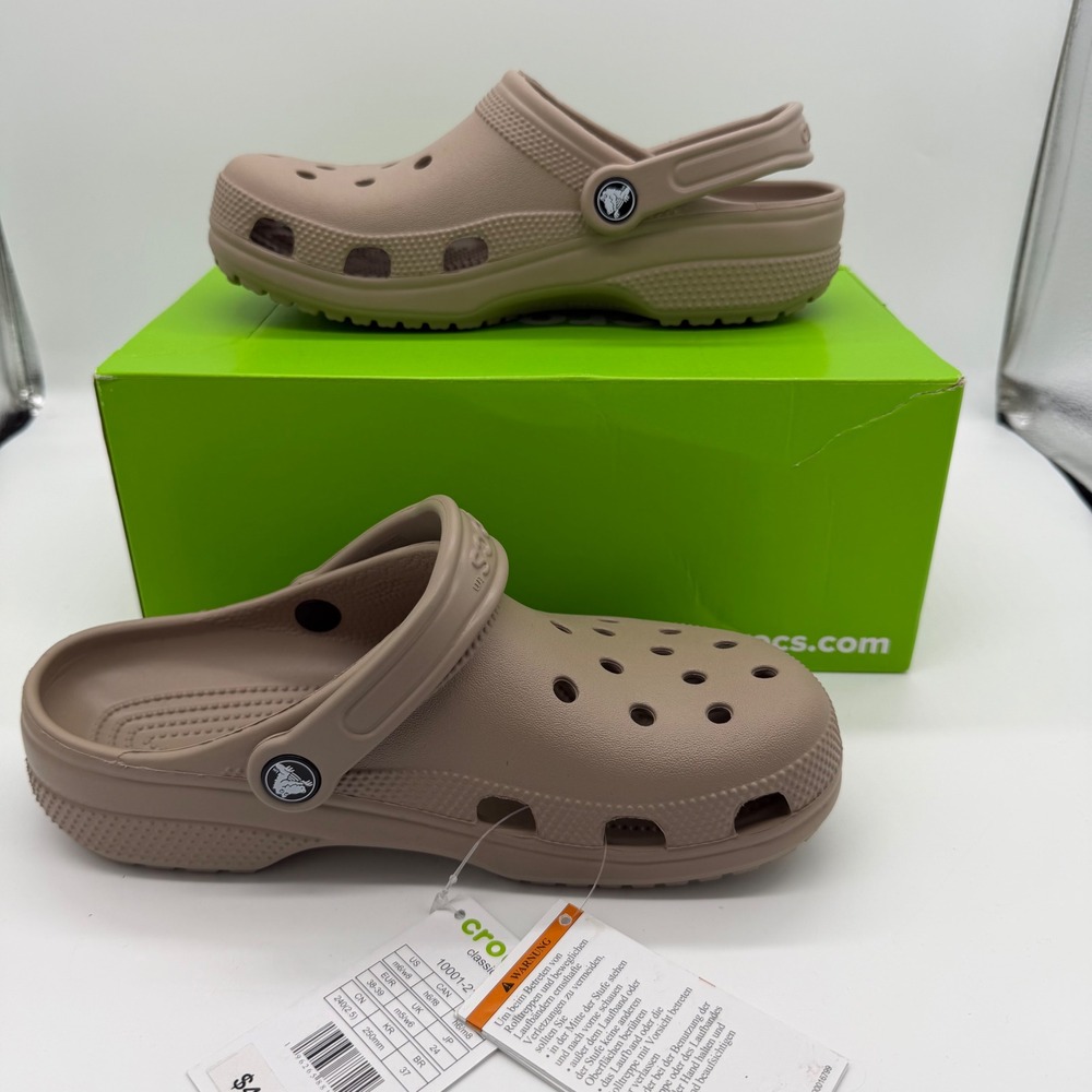 Crocs Classic Clog Taupe Tan Beige Unisex W8 M6 10001-214 New